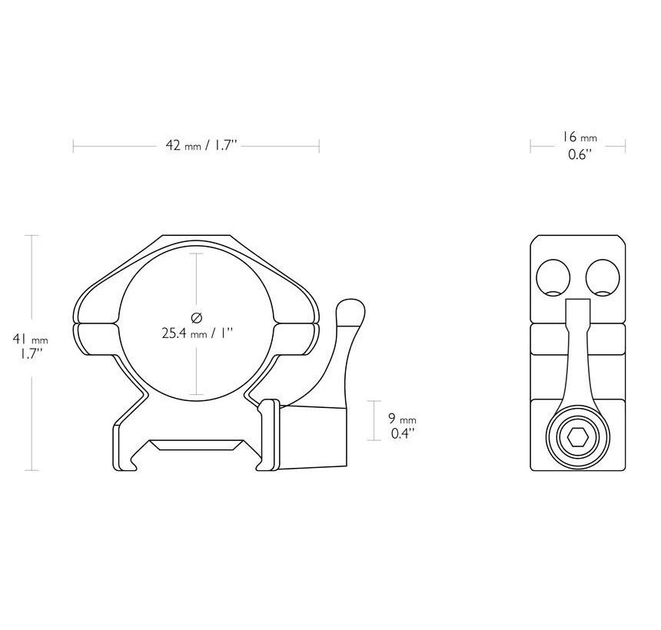 Быстросъемные кольца Hawke Precision Fast Release 25.4 мм Weaver, средние - изображение 2