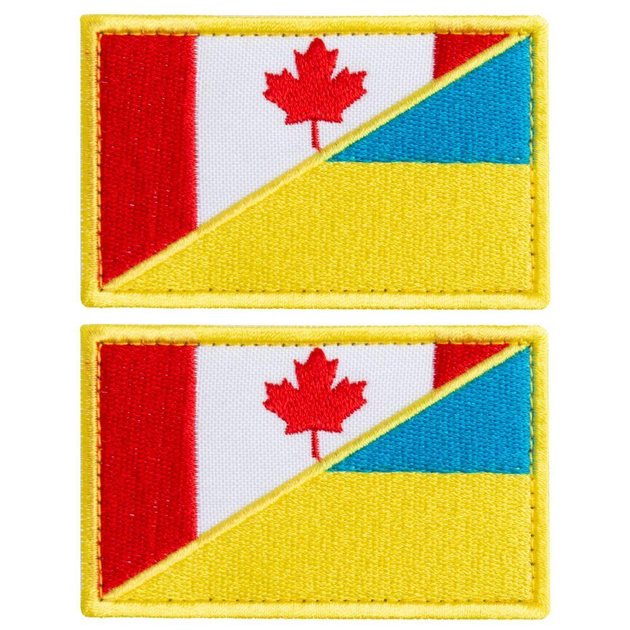 Набор шевронов 2 шт с липучкой Флаг Украины и Канады 5х8 см - изображение 1
