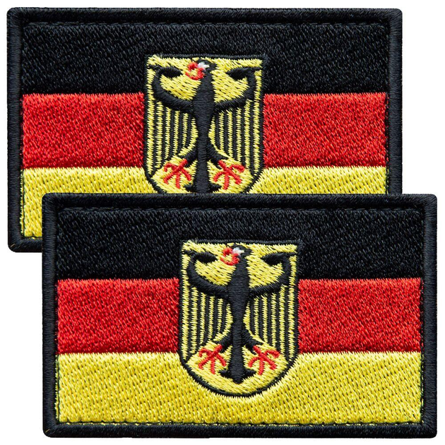 Набор шевронов 2 шт нашивка с липучкой Флаг Германии 5х8 см, вышитый патч (800029795) TM IDEIA - изображение 1