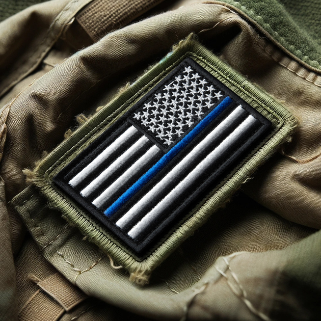 Набір шевронів 2 шт з липучкою Прапор Поліції США віддзеркалений, вишитий патч 5х8 см (800029878) TM IDEIA - зображення 2