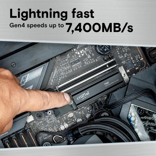 SSD диск Crucial T500 1TB PCIe Gen4 NVMe M.2 SSD with heatsink