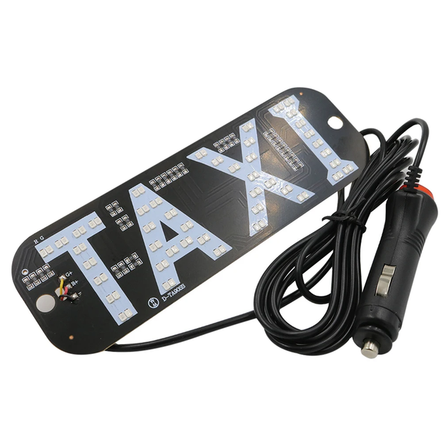 LED такси шашка светодиодная табличка TAXI подсветка с прикуривателем, красная - изображение 3