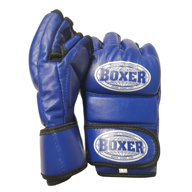 Перчатки для смешанных видов единоборств ММА BOXER кожа синие М - изображение 2