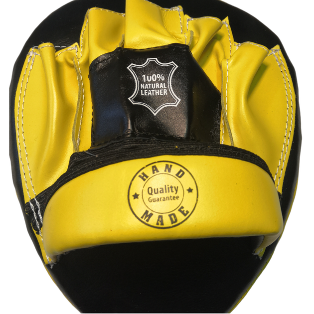Лапы боксерские BOXER гнутые кожа желтые - Фото 3 Лапы боксерские BOXER гнутые кожа желтые - изображение 3
