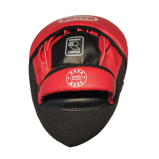 Лапы боксерские BOXER гнутые кожвинил Элит красные - изображение 3