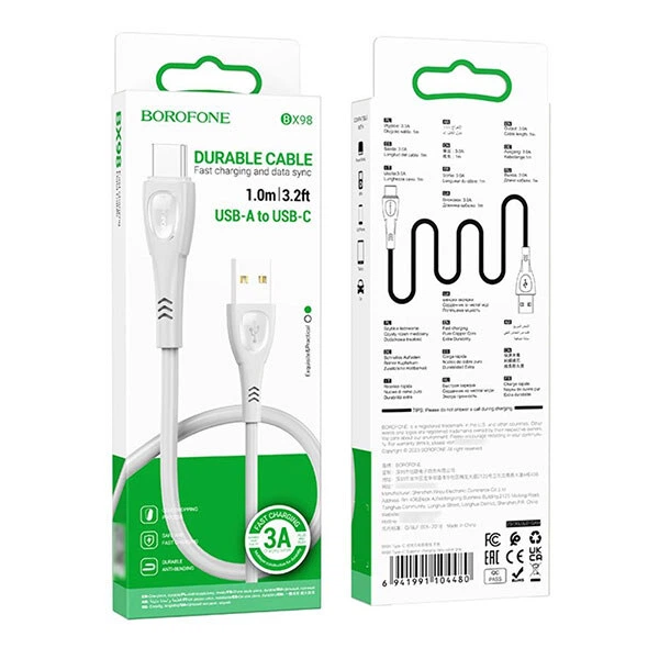USB кабель Borofone BX98, Type-C, 1.0 м., Сірий - 386974 - Фото 2 USB кабель Borofone BX98, Type-C, 1.0 м., Сірий - 386974 - зображення 2