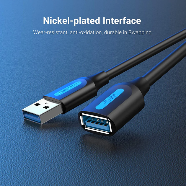 Кабель Vention USB 3.0 A Male to A Female Extension Cable 3M black PVC Type (CBHBI) (CBHBI) - Фото 2 Кабель Vention USB 3.0 A Male to A Female Extension Cable 3M black PVC Type (CBHBI) (CBHBI) - зображення 2