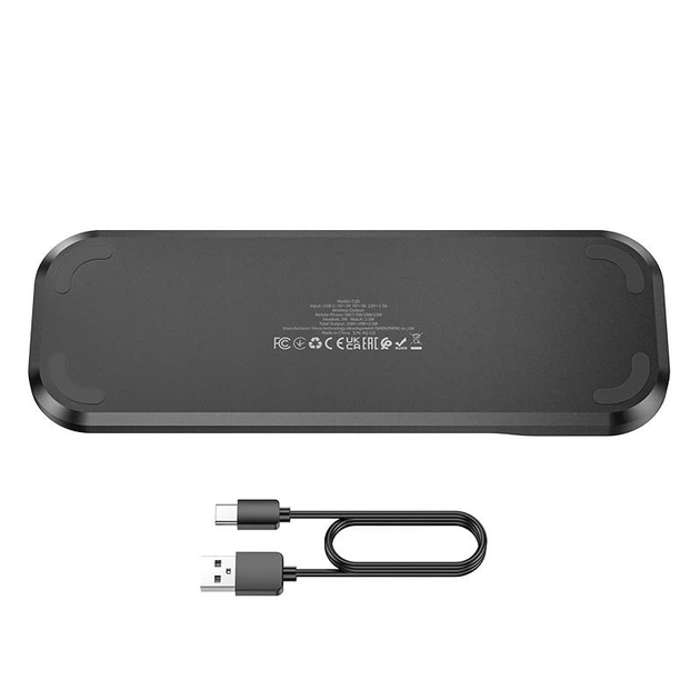 Зарядка беспроводная Qi 3in1 Wireless Charger Hoco CQ5 |22.5W Док-станция для iPhone + iWatch + наушники Black - изображение 3