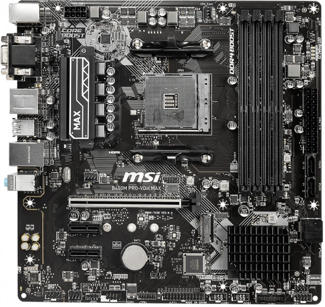 Płyta główna MSI B450M PRO-VDH MAX (sAM4, AMD B450, PCI-Ex16) - Zdjęcie 1 Płyta główna MSI B450M PRO-VDH MAX (sAM4, AMD B450, PCI-Ex16) - obraz 1