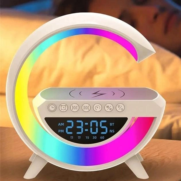 Настольная лампа с беспроводной зарядкой G-Smart BT-3401 Ночник лампа Bluetooth колонкой 15W - изображение 7