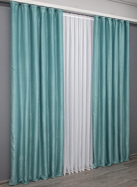 Комплект готовых штор VR-Textil Лен Парма № 1339ш Голубой 150х270 см 2 шт (33-0189) - изображение 5