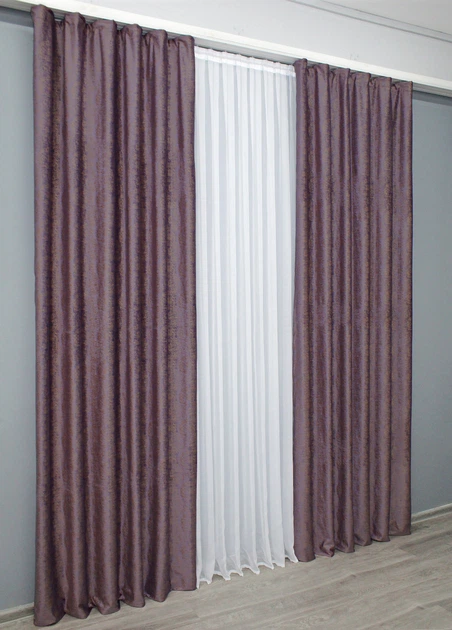 Комплект готовых штор VR-Textil Бархат № 1324ш Сливовый 100х270 см 2 шт (31-590) - Фото 5 Комплект готовых штор VR-Textil Бархат № 1324ш Сливовый 100х270 см 2 шт (31-590) - изображение 5
