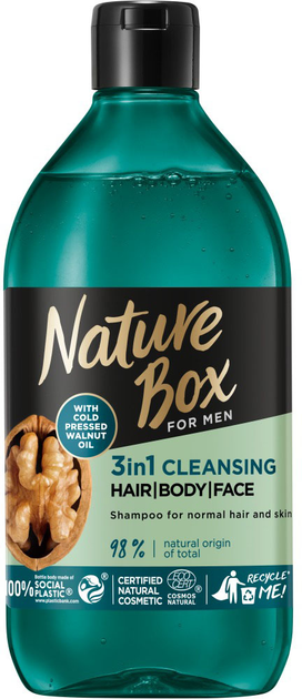 Шампунь Nature Box For Men Walnut Oil 3 в 1 для волосся, обличчя та тіла 385 мл (9000101668834) - зображення 1