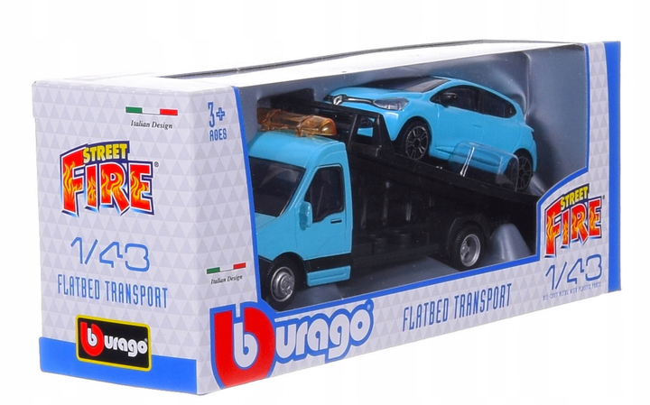 Ciężarówka holownicza Bburago Laweta Renault Clio Blue z modelem samochodu 1:43 (4893993013524) - obraz 1