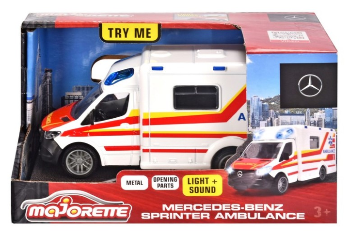 Металева модель автомобіля Majorette Mercedes Benz Ambulans Grand 1:43 (3467452068823) - зображення 1