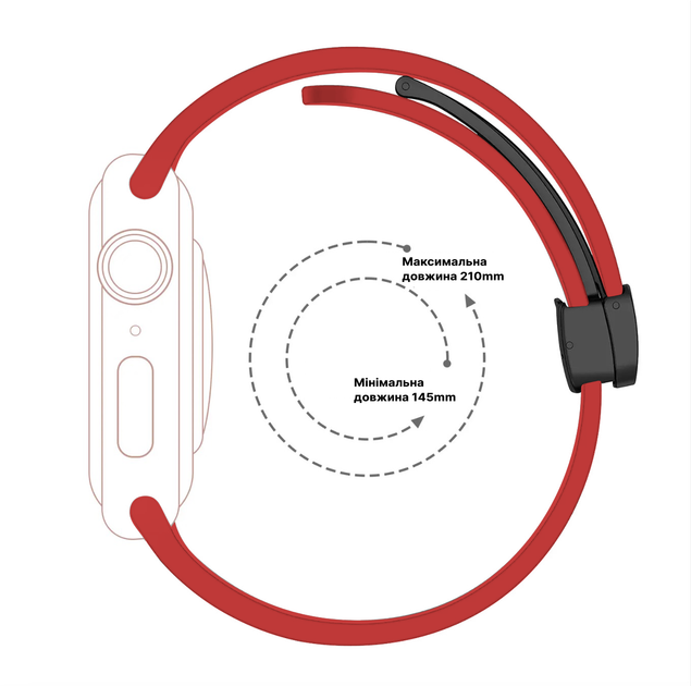 Силиконовый ремешок Fruct Magnetic Buckle для Apple Watch 42/44/45/46/49 mm Магнитная застежка Red - изображение 3