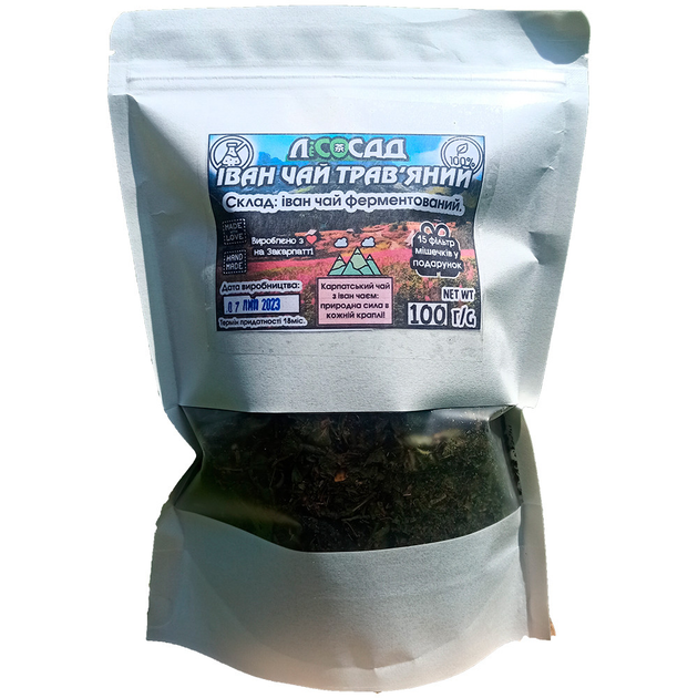 Чай травяной Иван чай ферментированный 100г + 15 фильтр мешочков Карпатский натуральный Лесосад - изображение 2