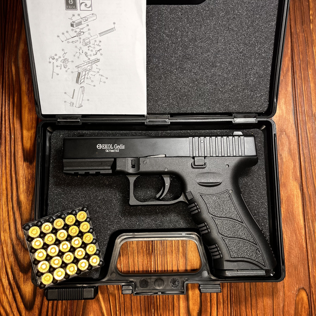 Стартовий пістолет Glock 17, Ekol Gediz-A, Сигнальний під холостий патрон 9мм - зображення 1