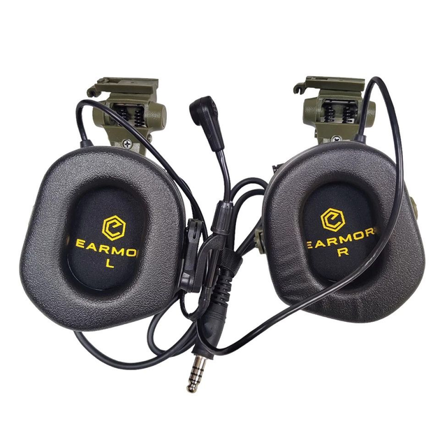 Активні захисні навушники Earmor M32X MARK3 ARC (FG) Olive з гарнітурою та кріпленням на шолом - зображення 2