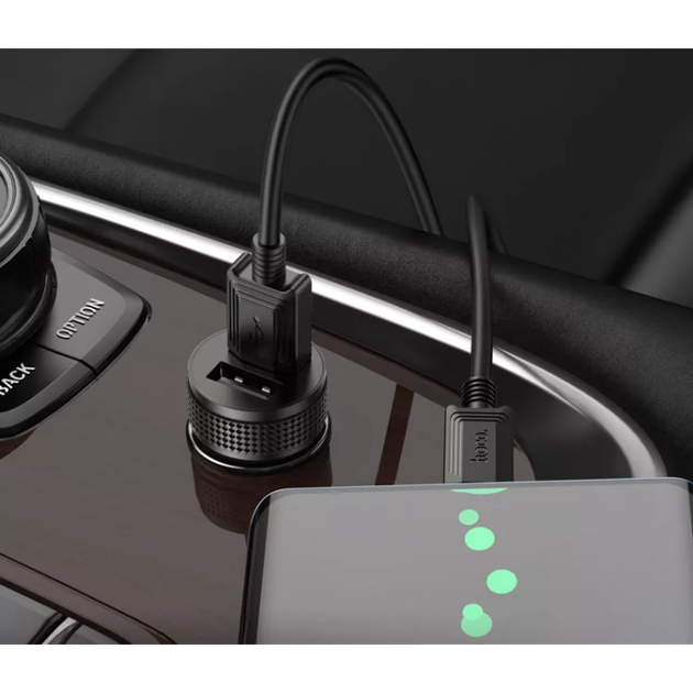 Автомобільний зарядний пристрій з двома портами USB Hoco Z49 12W 2.4A - зображення 4