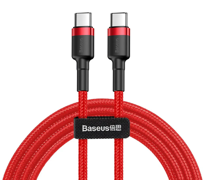 Кабель Baseus Cafule USB Cable Type-C-Type-C 3A 1m Red (CATKLF-G09) - Фото 4 Кабель Baseus Cafule USB Cable Type-C-Type-C 3A 1m Red (CATKLF-G09) - зображення 4