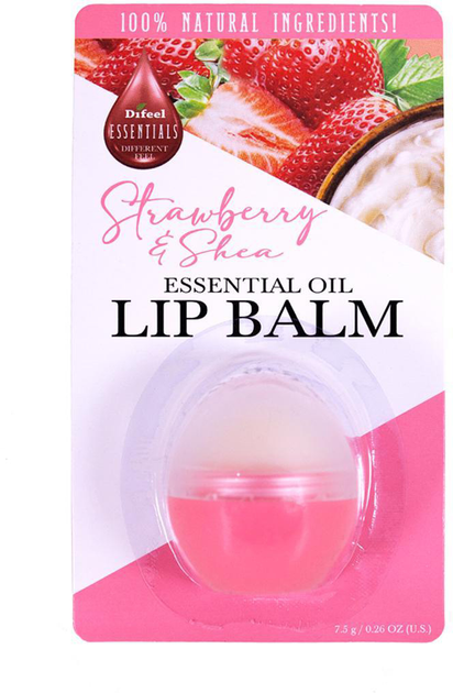 Balsam do ust Difeel Essential Oil Lip Balm naturalny Strawberry & Shea 7.5 g (711716366037) - obraz 1
