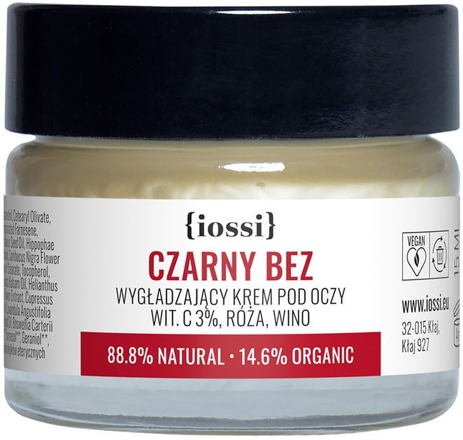 Krem pod oczy Iossi Czarny Bez wygładzający witamina C 3% & róża & wino 15 ml (5904054130094) - obraz 1