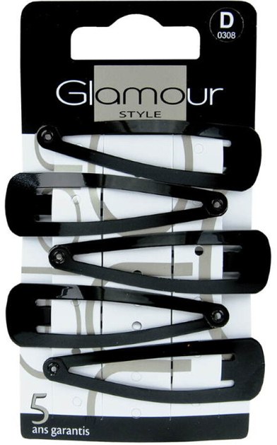 Заколки для волосся Glamour класичні Чорні 5 шт (3031440003082) - зображення 1