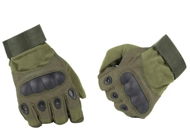 Універсальні тактичні захисні повнопалі рукавички із захистом кісточок олива 8001-М - зображення 2