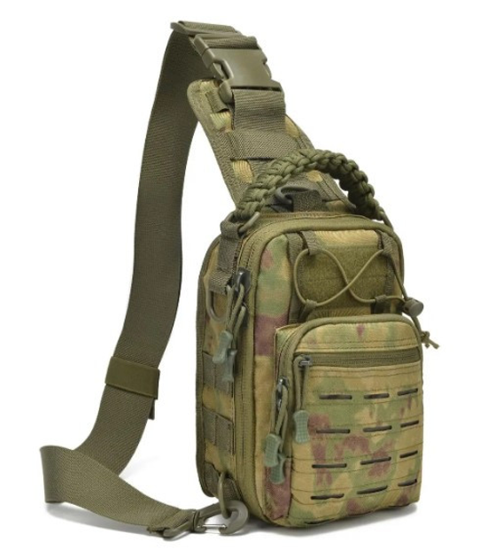 Сумка-рюкзак нарудная тактическая однолямочная Камуфляж ZE0145 Laser - изображение 1