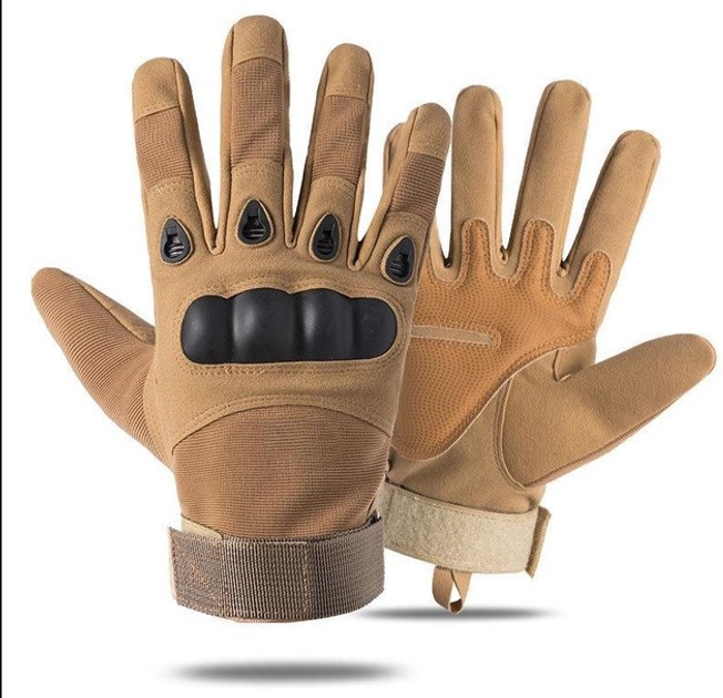 Універсальні тактичні захисні повнопалі рукавички із захистом кісточок койот 8002-XL - зображення 2