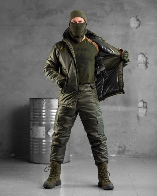 Тактичний зимовий теплий військовий комплект SnowStorm ( Куртка + Штани ), Камуфляж: Олива, Розмір: M - зображення 1