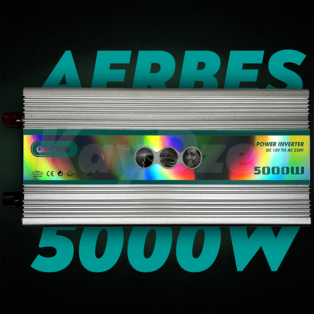 Перетворювач напруги Aerbes AB-Q018 5000 Ватт інвертор 5000W з модифікованим синусом Італія + подарунок Power Bank - зображення 4