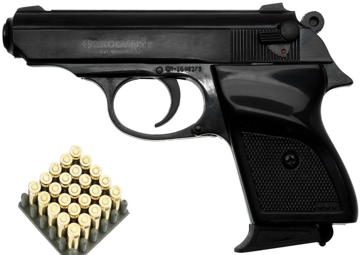 Стартовый шумовой пистолет Ekol Major Black + 20 холостых патронов (9 mm) - изображение 1