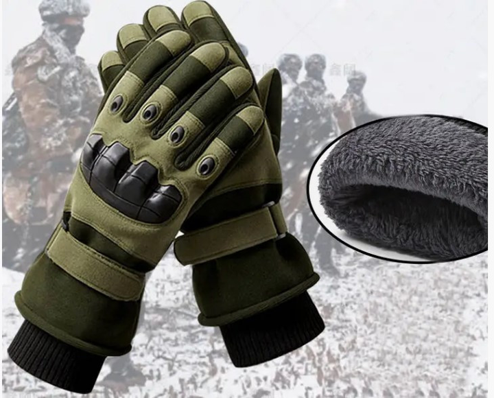 Зимові тактичні рукавиці, олива, теплі на флісі D3-PMR-PRCT-L - зображення 1