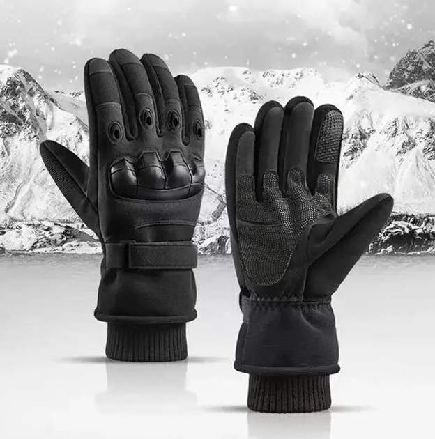 Зимние перчатки на флисе черные 30202-М - изображение 2