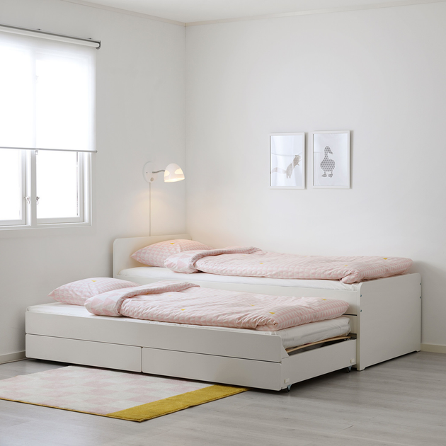 Выдвижная кровать с ящиком IKEA СЛЭКТ, белый, 90x200 см, 992.394.51 ...