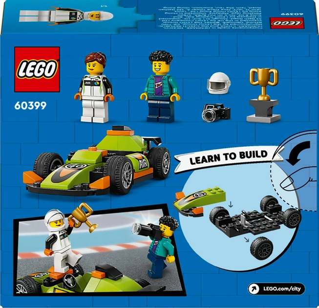 Zestaw klocków Lego City Zielony samochód wyścigowy 56 części (60399) - obraz 2