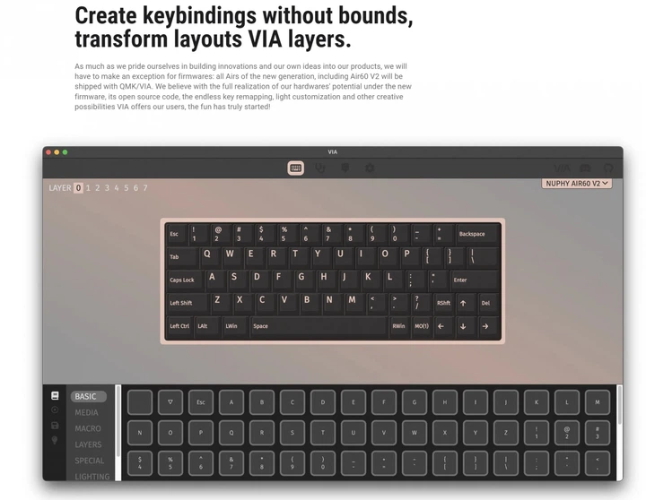 Беспроводная механическая клавиатура Nuphy Air60 V2/ Aloe switch (linear, 37g) / Color - Lunar Gray / Hot-Swappable, RGB, ANSI US - изображение 7