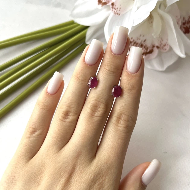 Серебряные серьги с натуральным рубином 3.286ct (2151333) - изображение 6