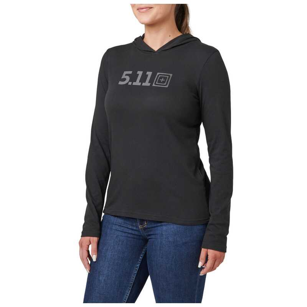 Женская футболка на длинный рукав Women's 5.11® Hooded Long Sleeve Tee 69278 Large, Чорний - изображение 1