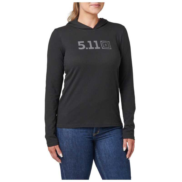 Женская футболка на длинный рукав Women's 5.11® Hooded Long Sleeve Tee 69278 Large, Чорний - изображение 2