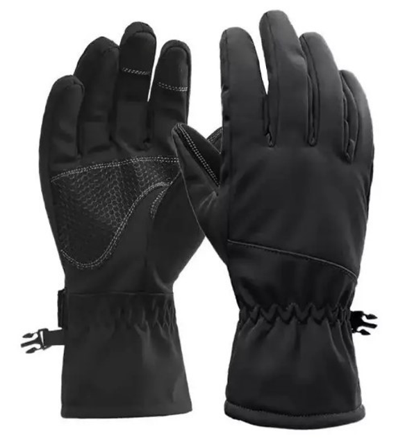 Водоотталкивающие ветрозащитные зимние Softshell тактические на флисе перчатки Черные 9001-XL - изображение 1