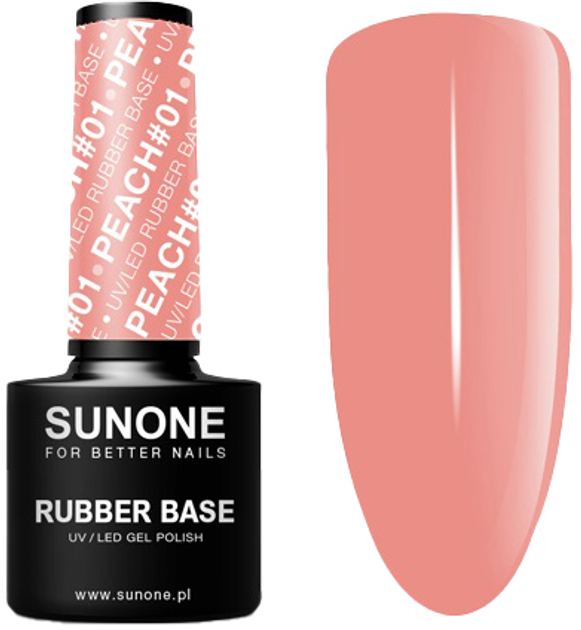 Baza kauczukowa Sunone Rubber Base 01 Peach 5 ml (5903332083763) - obraz 1