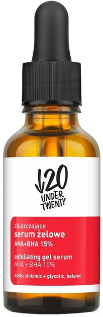 Serum do twarzy Under Twenty złuszczające żelowe AHA+BHA 15% 30 ml (5900717511415) - obraz 1