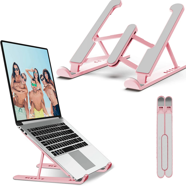 Подставка для ноутбука складная Laptop Stand 25х22 см ТИП3 Розовая ABS пластик и силикон - изображение 3