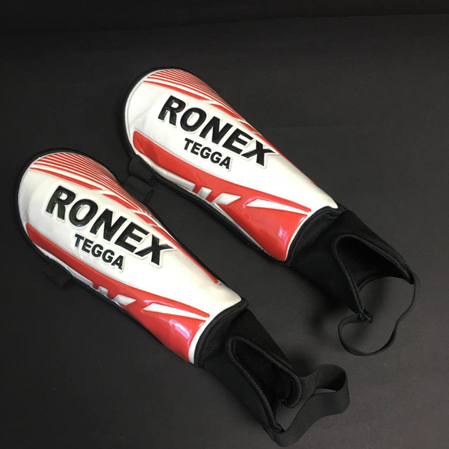Щитки футбольные пластиковые взрослые Ronex Длина голени 24 см Красный-белый (ТБTG2) - изображение 10