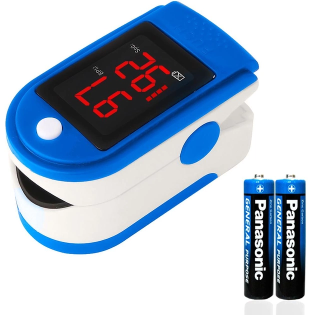 Пульс-оксиметром (LED Pulse oximeter) Mediclin + батарейки Синій - зображення 1