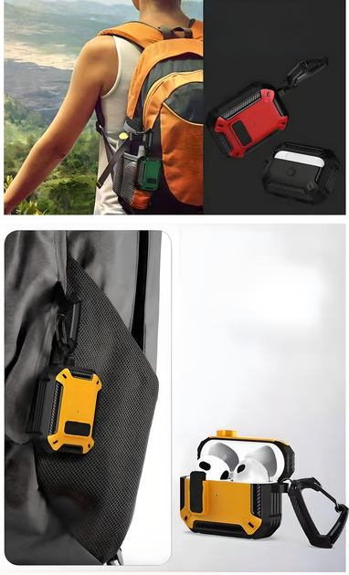 Протиударний захисний чохол для AirPods Pro 2 з карабіном і клямкою OPEN (YELLOW) - зображення 3