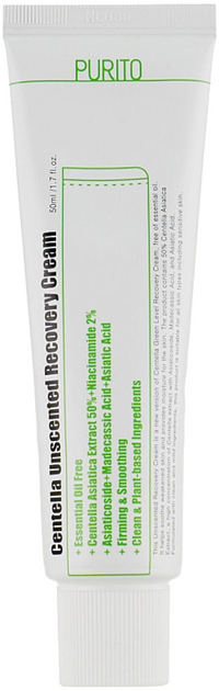 Krem do twarzy Purito Centella Unscented Recovery Cream bezzapachowy regenerujący na bazie wąkroty azjatyckiej 50 ml (8809563102471) - obraz 1